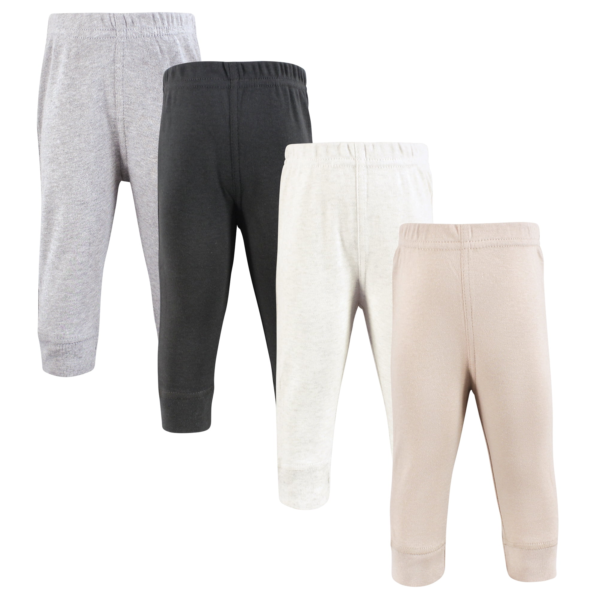 Hudson Baby Cotton Pants and Leggings, Neutral Beige Charcoal, 3-6 Months