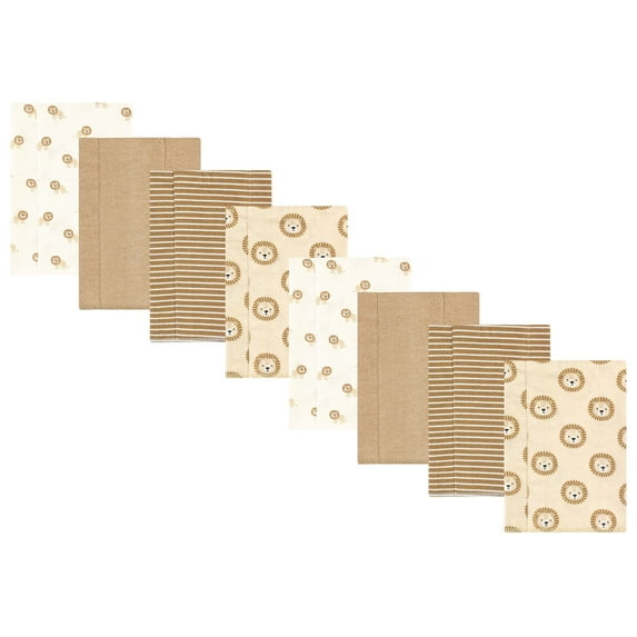 Hudson Baby Cotton Poly Flannel Burp Cloths Multipack, Brave Lion 8-Pack, One Size