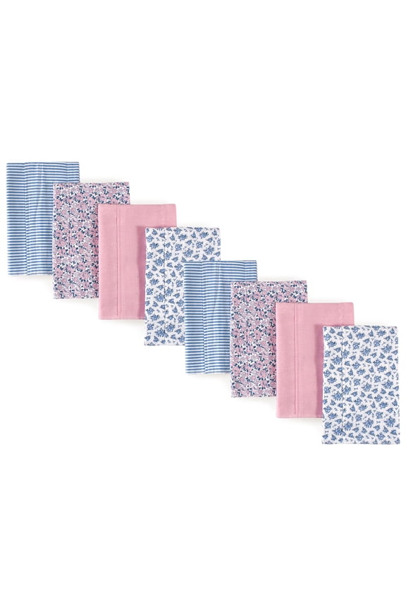 Cotton Poly Flannel Burp Cloths Multipack, Classic Floral 8-Pack, One Size