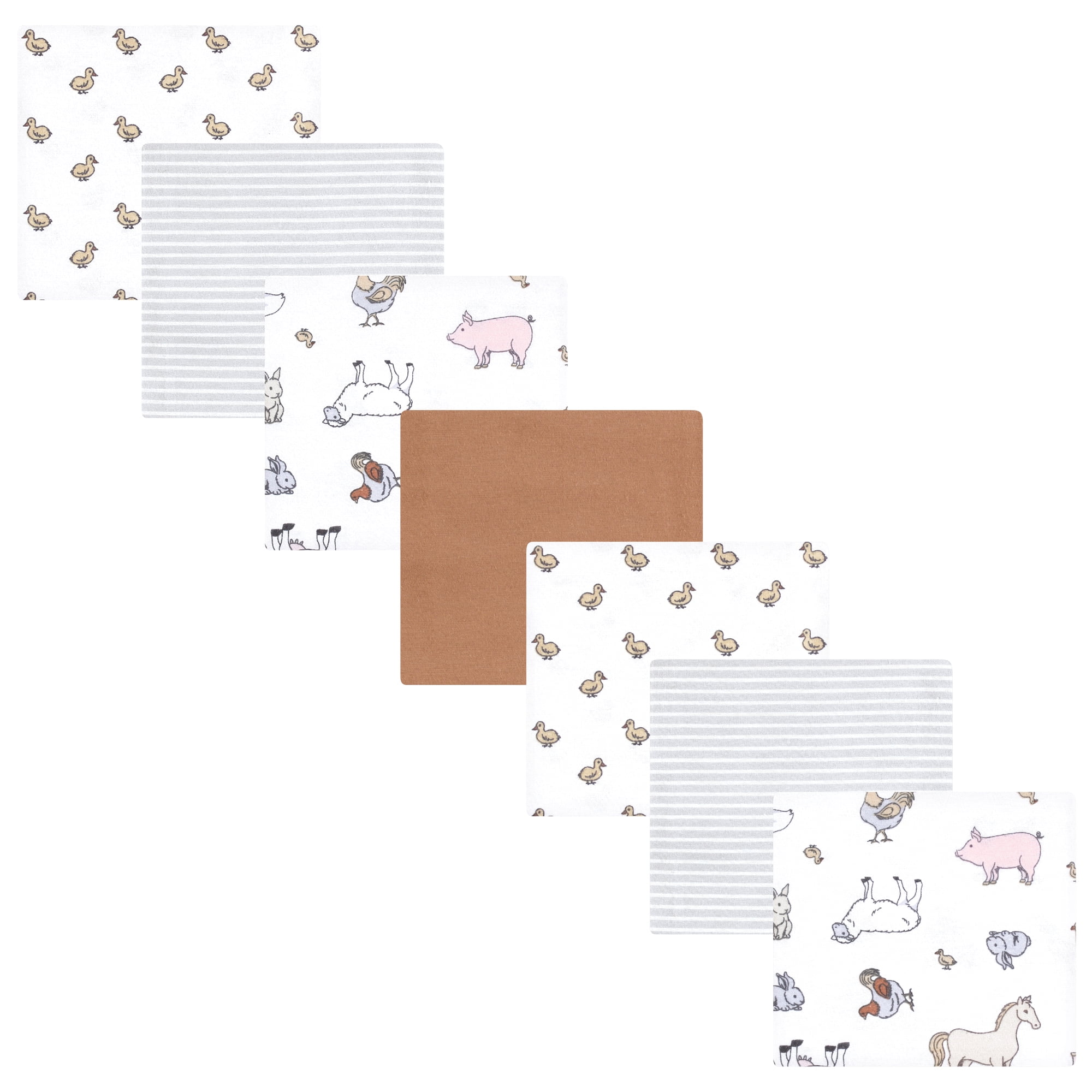 Hudson Baby Cotton Poly Flannel Receiving Blankets Bundle, Farm World, One Size