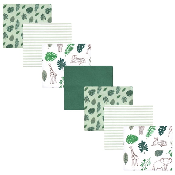 Hudson Baby Cotton Poly Flannel Receiving Blankets Bundle, Jungle, One Size