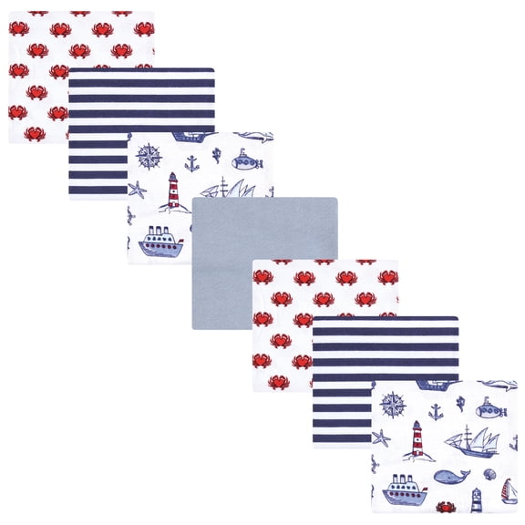 Hudson Baby Cotton Poly Flannel Receiving Blankets Bundle, Lighthouse, One Size
