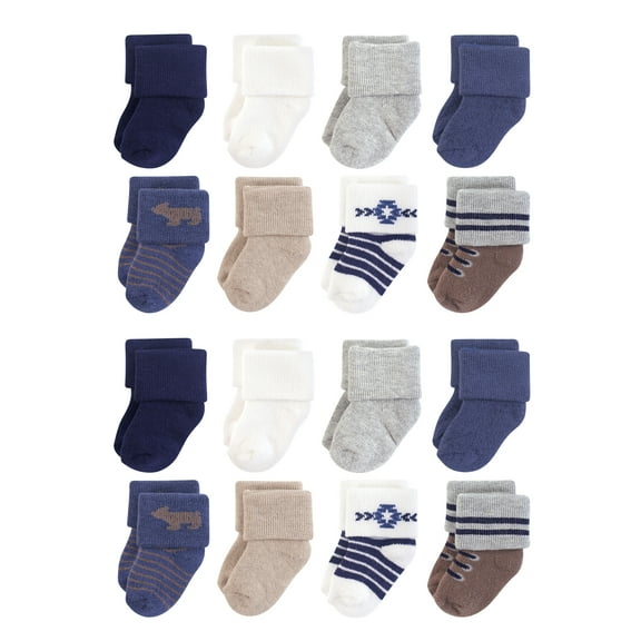 Hudson Baby Cotton Rich Baby Terry Socks 16-Pack, Bear, 6-12 Months