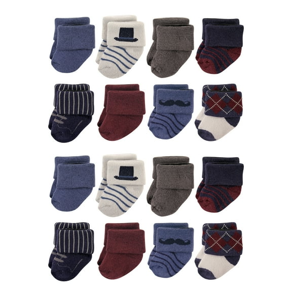 Hudson Baby Cotton Rich Baby Terry Socks 16-Pack, Gentleman, 6-12 Months