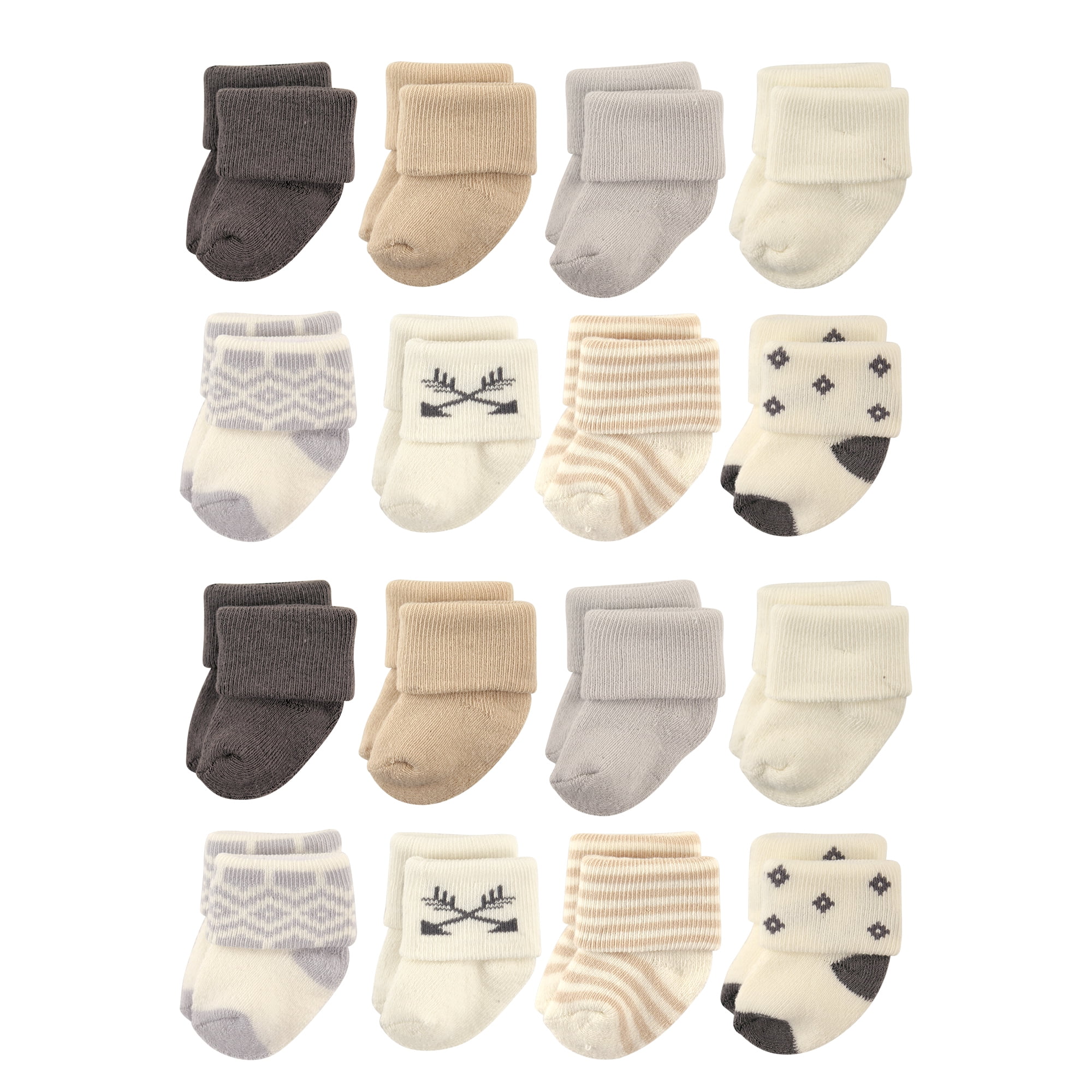 Hudson Baby Cotton Rich Baby Terry Socks 16-Pack, Forest, 0