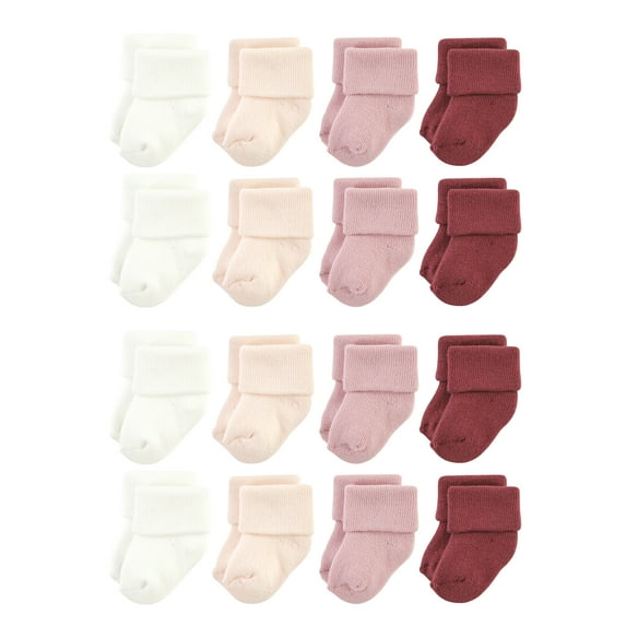 Hudson Baby Cotton Rich Baby Terry Socks 16-Pack, Solid Blush Pink, 6-12 Months