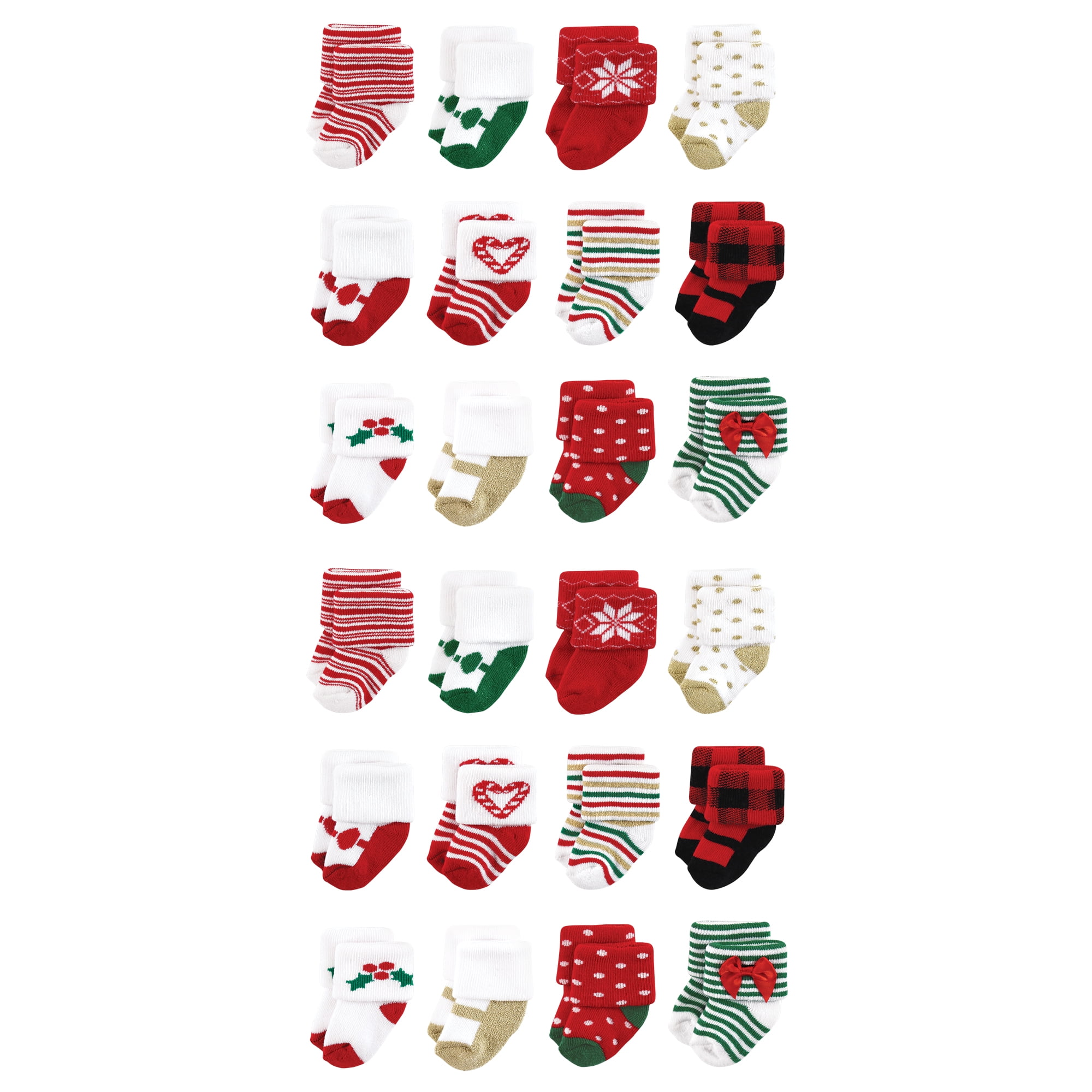 Hudson Baby Cotton Rich Baby Terry Socks 24-Pack, 12 Days Of