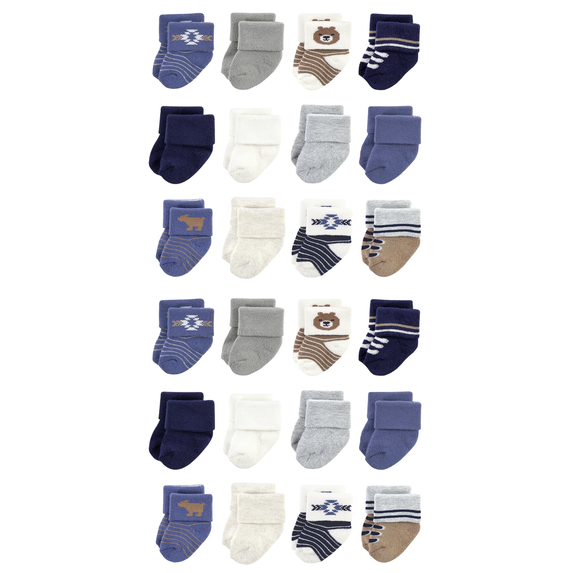 高価値セリー Socks Terry Baby Rich Cotton Baby Hudson 24-Pack, Gray Blue ベビー