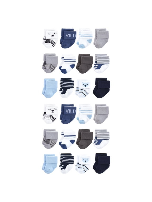 Cotton Rich Baby Terry Socks 24-Pack, Bear Boy, 6-12 Months