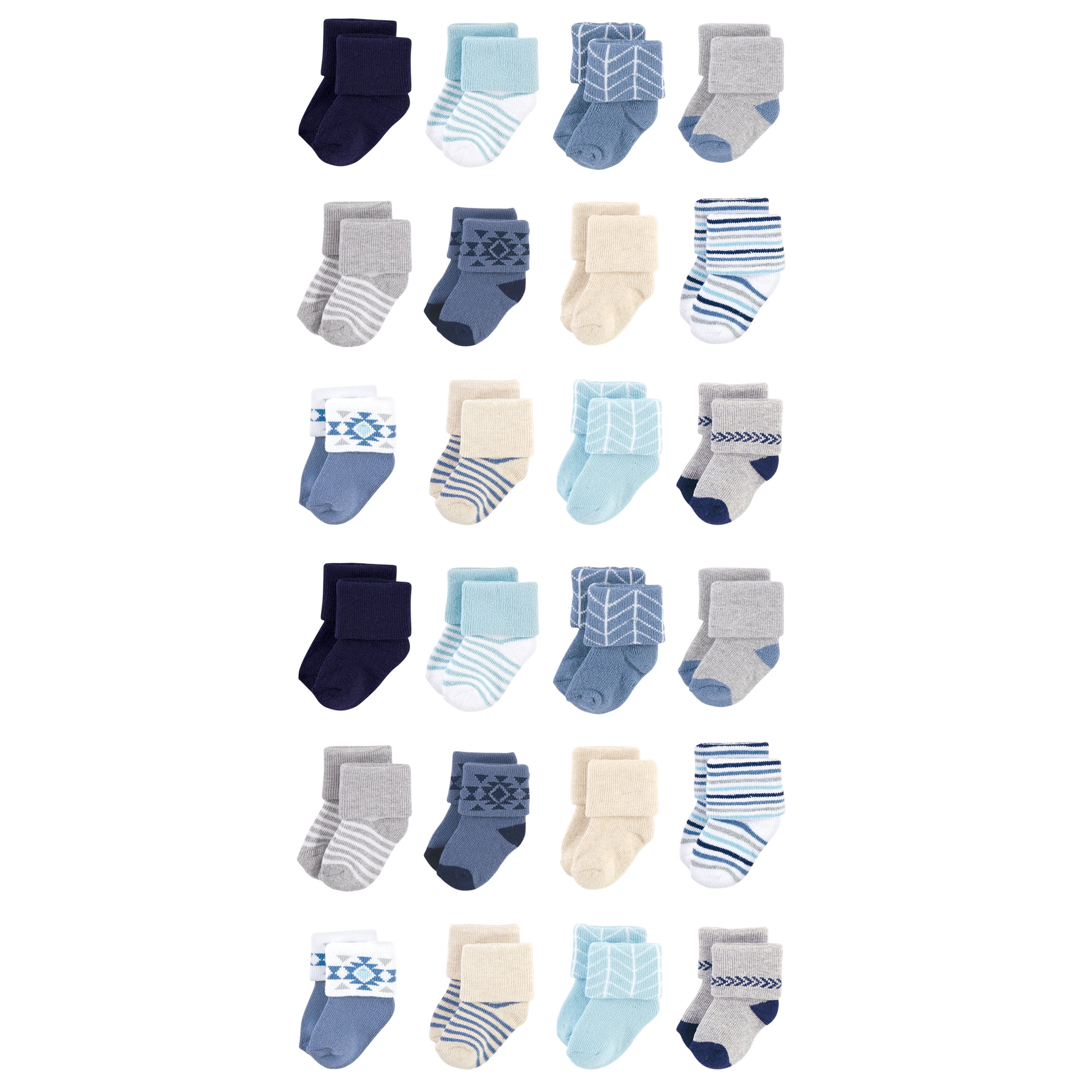 Hudson Baby Cotton Rich Baby Terry Socks 24-Pack, Blue Gray