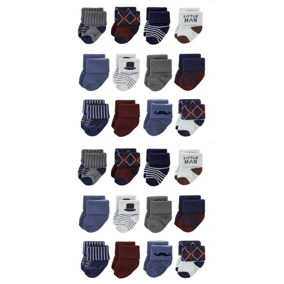 Hudson Baby Cotton Rich Baby Terry Socks 24-Pack, Gentleman, 0-6 Months