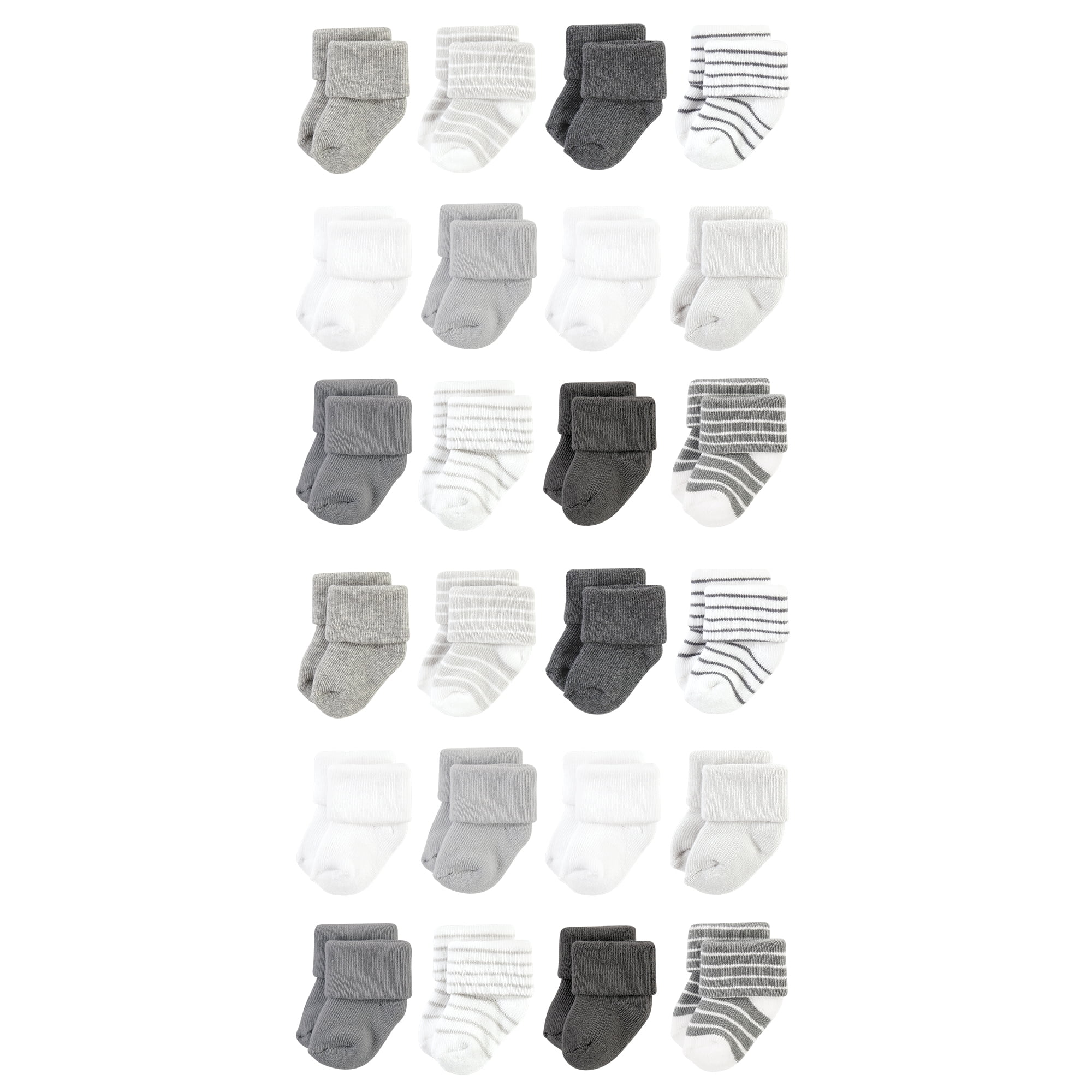 Hudson Baby Cotton Rich Baby Terry Socks 24-Pack, Gray Beige