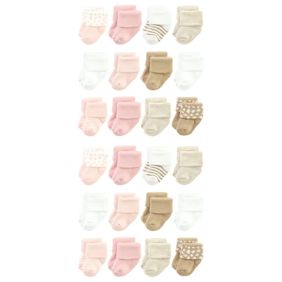 Hudson Baby Cotton Rich Baby Terry Socks 24-Pack, Pink Cheetah, 0-6 Months