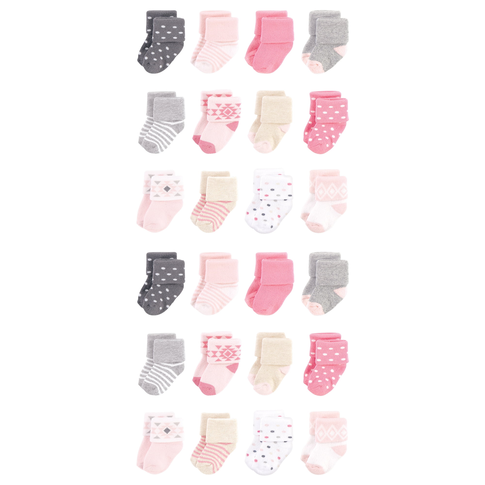 Hudson Baby Cotton Rich Baby Terry Socks 24-Pack, Blue Gray