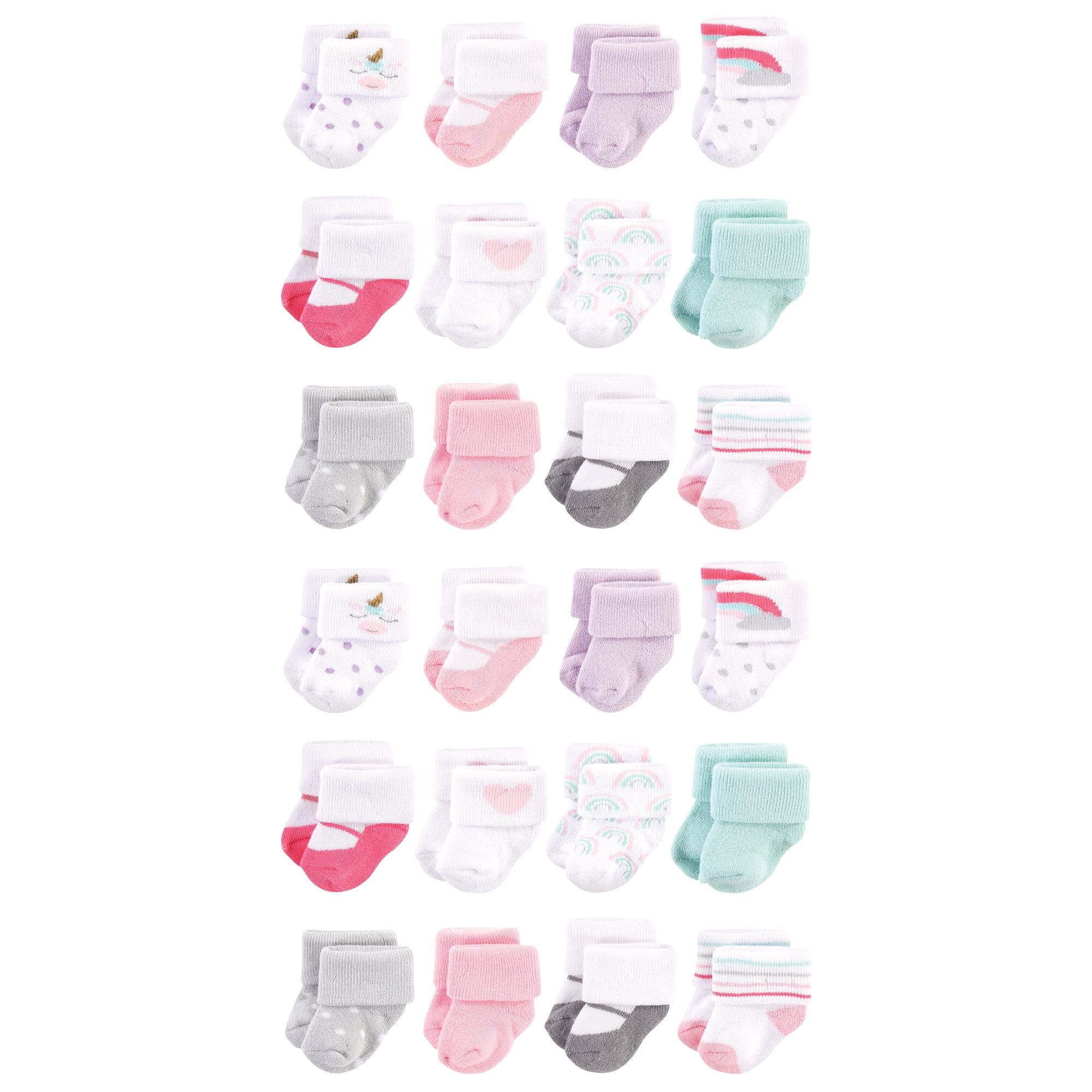 Hudson Baby Cotton Rich Baby Terry Socks 24-Pack, Mom and
