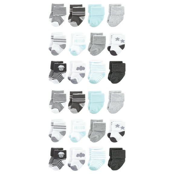 Hudson Baby Cotton Rich Baby Terry Socks 24-Pack, Sheep, 0-6 Months