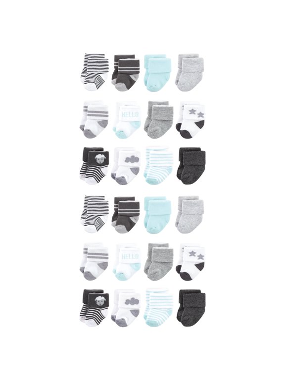 Cotton Rich Baby Terry Socks 24-Pack, Sheep, 0-6 Months