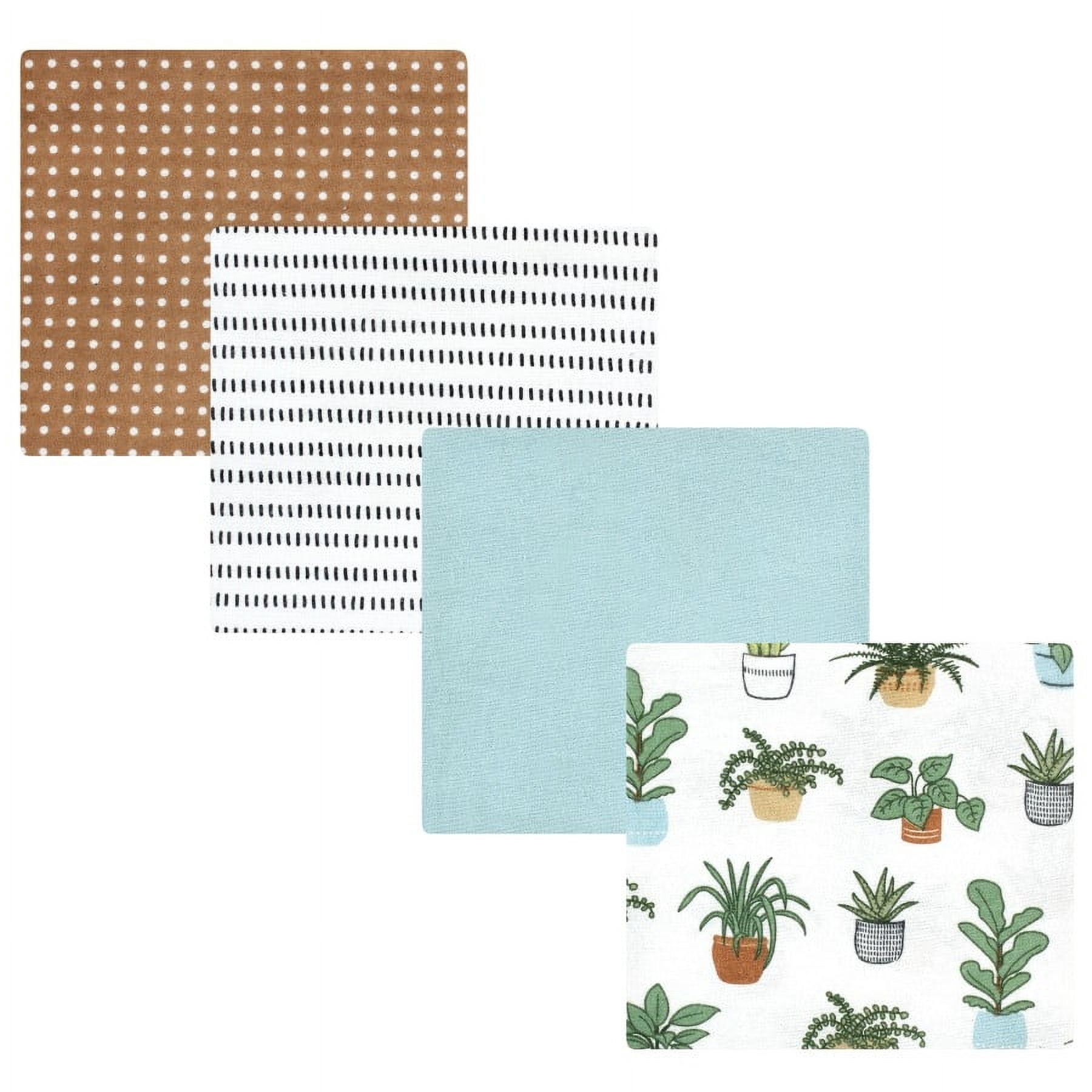 Hudson Baby Unisex Baby Cotton Poly Flannel Receiving Blankets, Plants, One Size