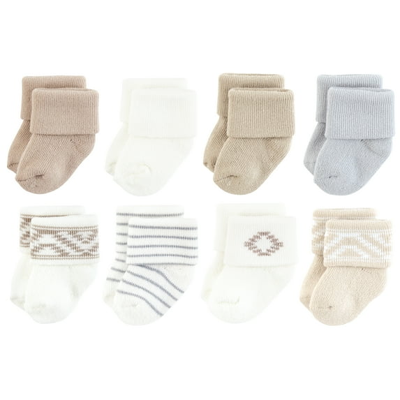 Hudson Baby Cotton Rich Newborn and Terry Socks, Cream, 0-6 Months