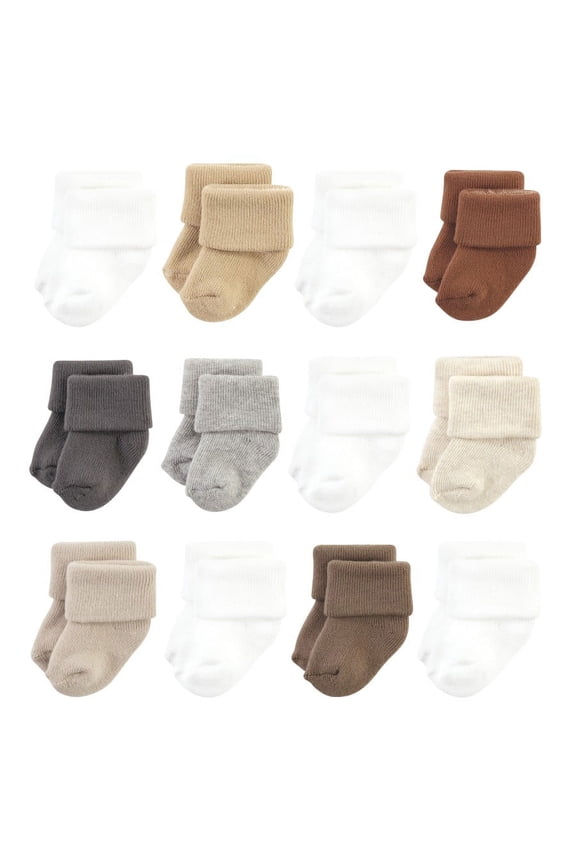 Cotton Rich Newborn and Terry Socks, Neutral Tones, 6-12 Months