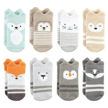 Hudson Baby Infant Girl Cotton Rich Newborn and Terry Socks, Stripes ...