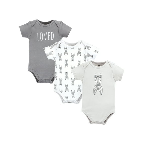 Hudson Baby Cotton Short Sleeve Bodysuits, 3-Pack, Sizes Newborn-24 Months