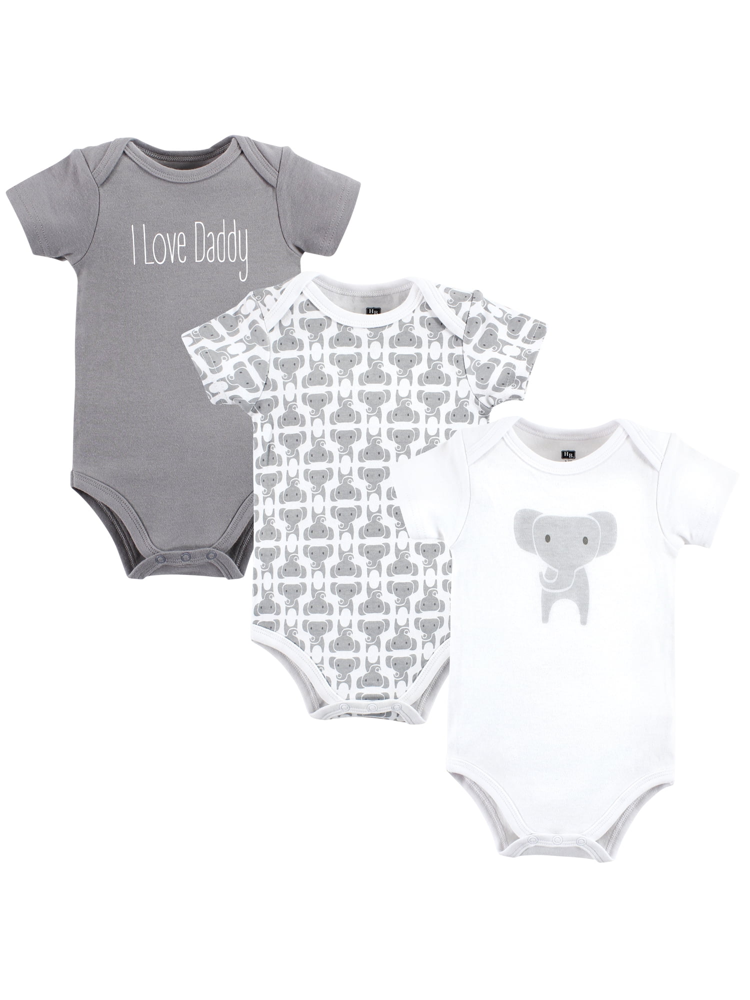 Hudson Baby Cotton Short Sleeve Bodysuits, 3-Pack, Sizes Newborn-24 Months