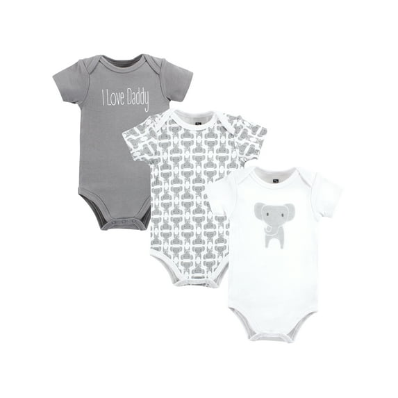 Hudson Baby Cotton Short Sleeve Bodysuits, 3-Pack, Sizes Newborn-24 Months