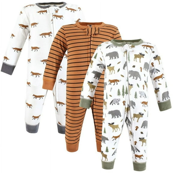 Hudson Baby Cotton Sleep and Play, Woodland Animals, 0-3 Months
