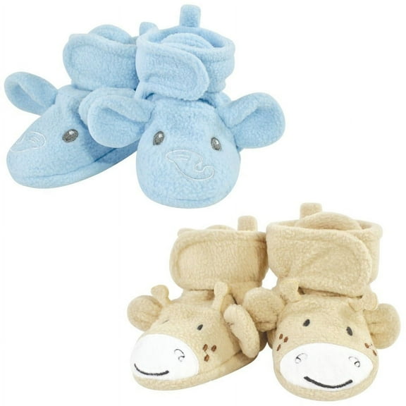 Hudson Baby Cozy Fleece Booties, Elephant Giraffe, 12-18 Months
