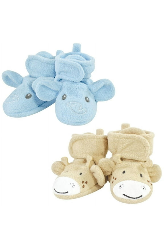 Cozy Fleece Booties, Elephant Giraffe, 12-18 Months