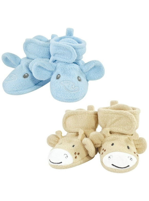 Hudson Baby Cozy Fleece Booties, Elephant Giraffe, 2 Toddler