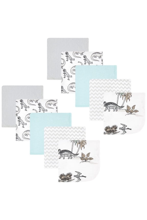 Dinosaur Dino World Cotton Washcloths, Neutral Dino World 10-Pack, 10 Count
