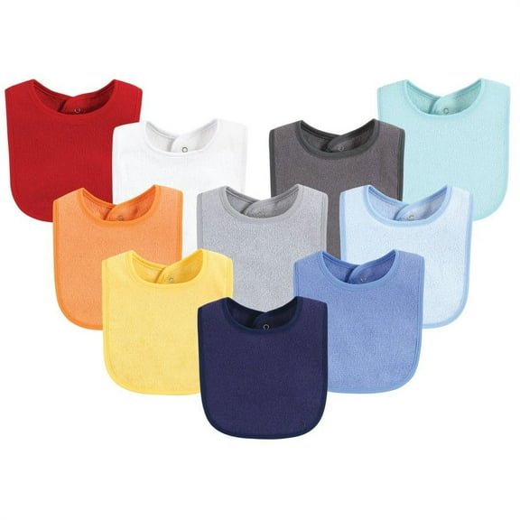 Hudson Baby Drooler Bib with Waterproof Lining, Blue Red, One Size