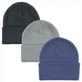 thumbnail image 1 of Hudson Baby Family Knit Cuffed Beanie 3pk, Bijou Blue, Youth, 1 of 5