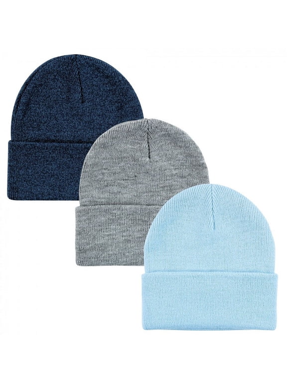 Family Knit Cuffed Beanie 3pk, Light Blue, Youth