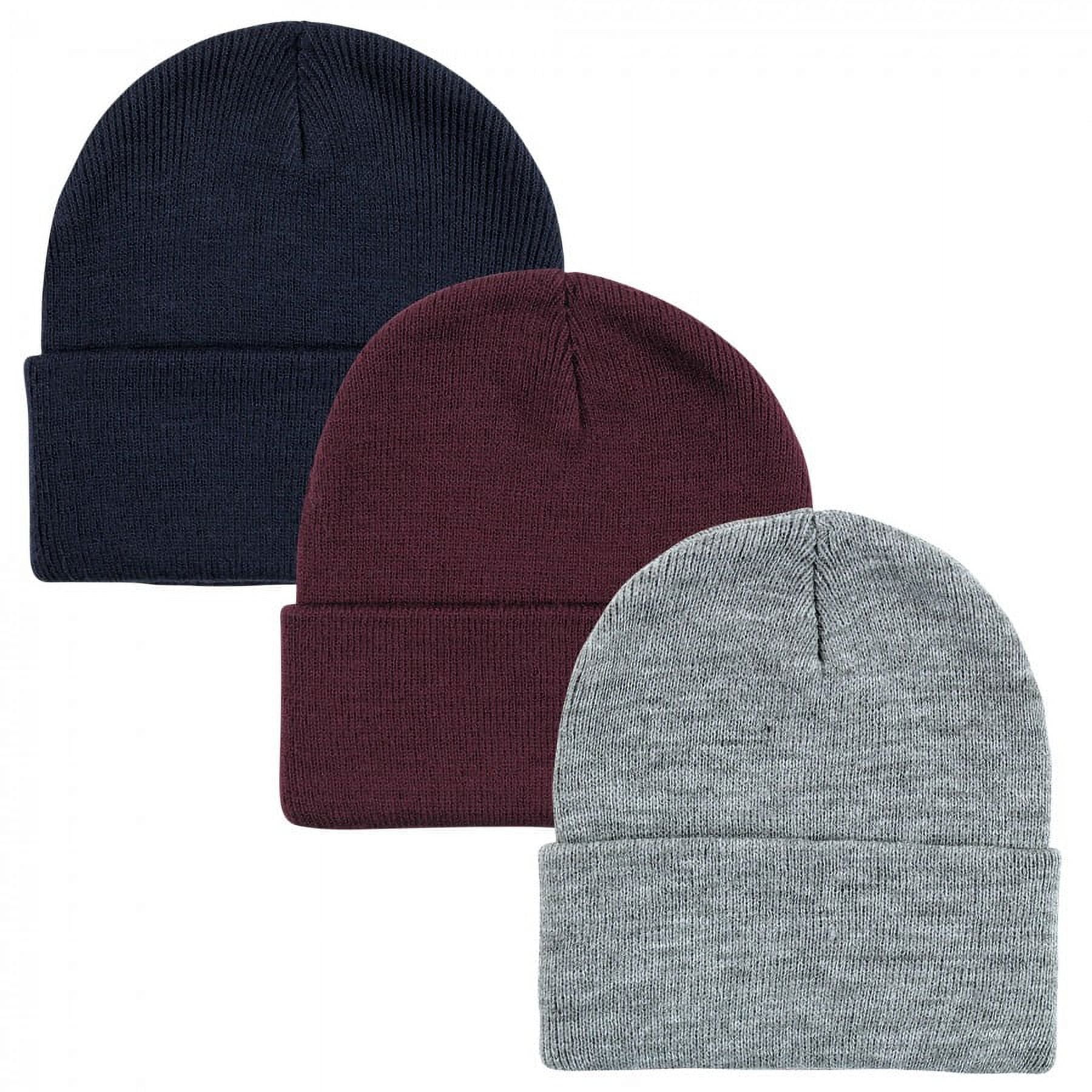 Hudson Baby Unisex Baby Knit Cuffed Beanie 3pk, Rust, Youth