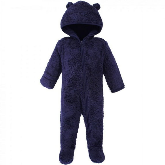 Hudson Baby Faux Shearling Bunting 1pk, Navy Bear, 0-3 Months