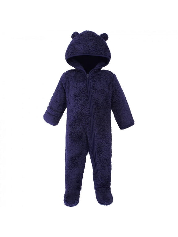 Faux Shearling Bunting 1pk, Navy Bear, 3-6 Months