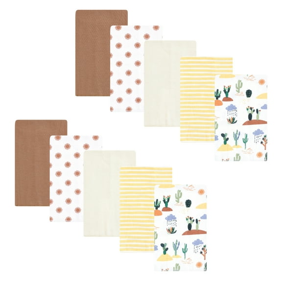 Hudson Baby Flannel Burp Cloth 10pk, Fun Desert, One Size