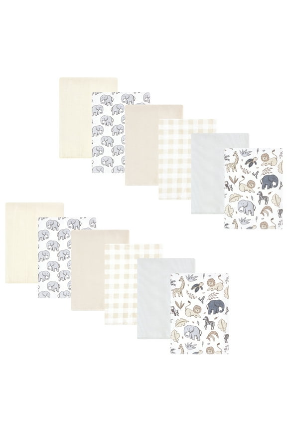 Flannel Burp Cloth 12pk, Neutral Safari, One Size