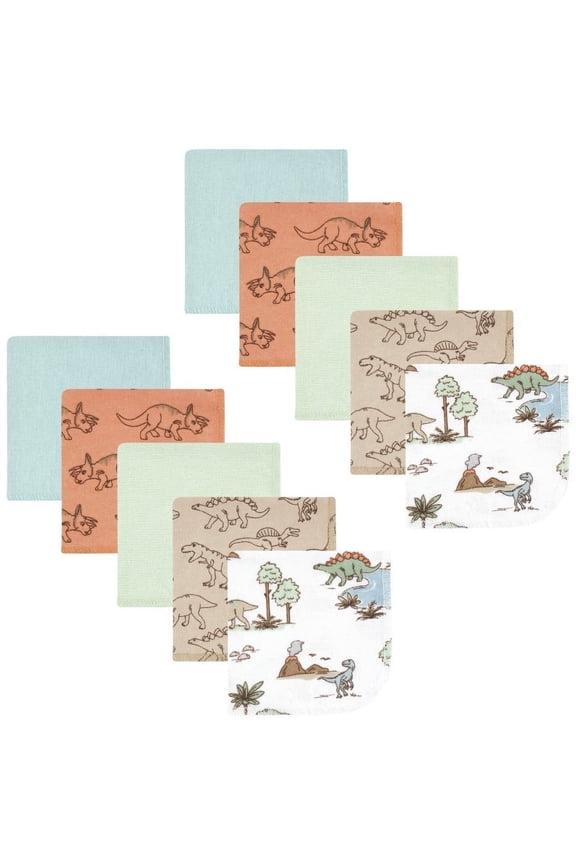 Flannel Washcloths, Dinosaur Adventures 10Pk, One Size