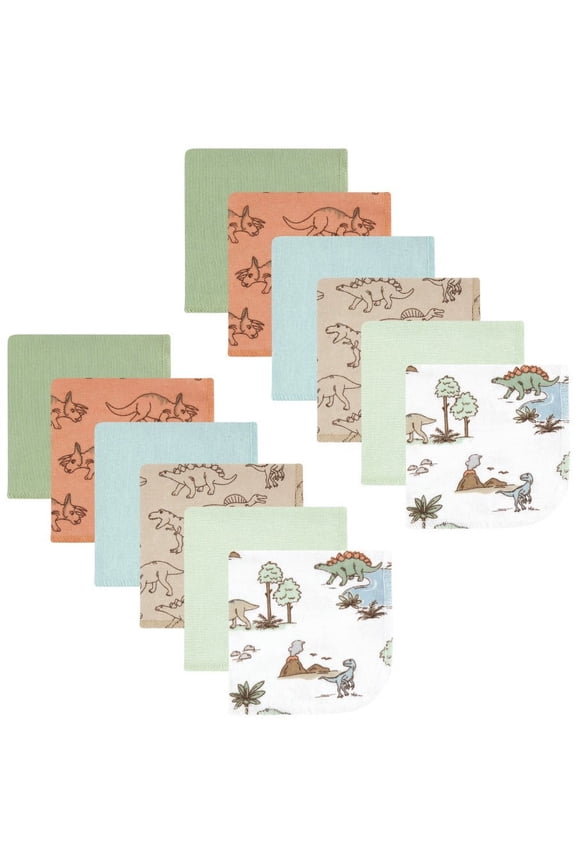 Flannel Washcloths, Dinosaur Adventures 12Pk, One Size