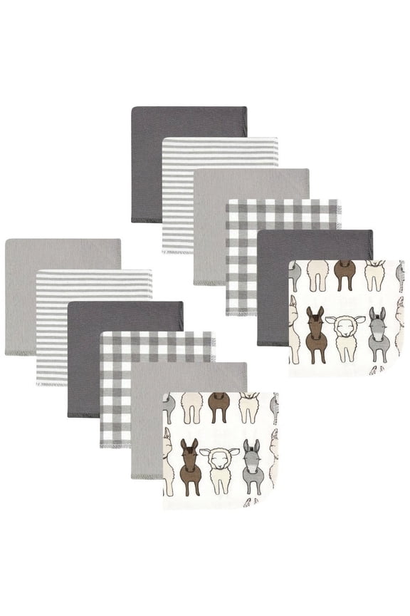 Flannel Washcloths, Farm Friends Cream 12Pk, One Size