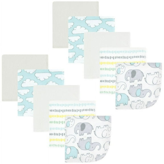 Hudson Baby Flannel Washcloths, Neutral New Elephant 10Pk, One Size