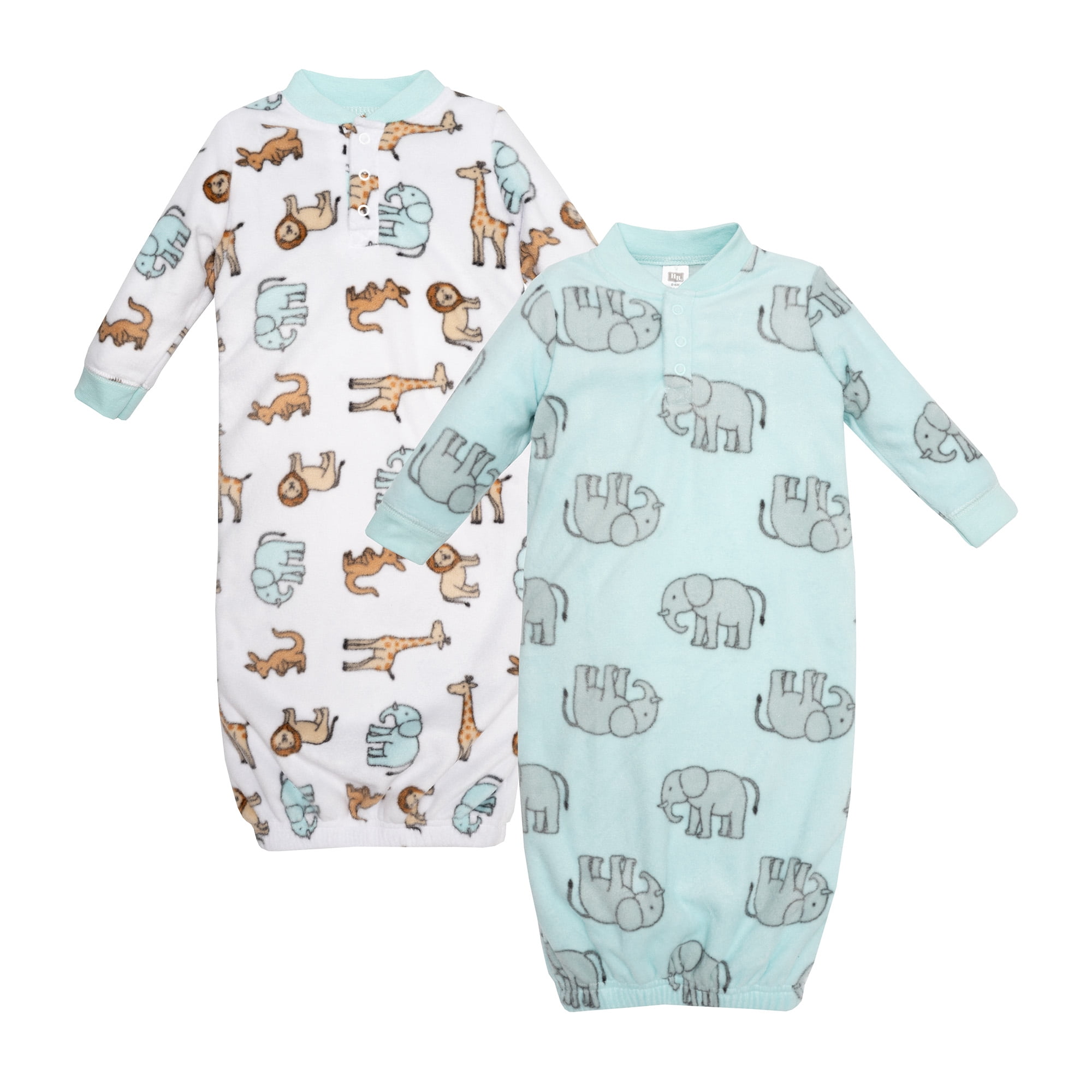 Hudson Baby Fleece Gowns, Cute Safari, Preemie-Newborn