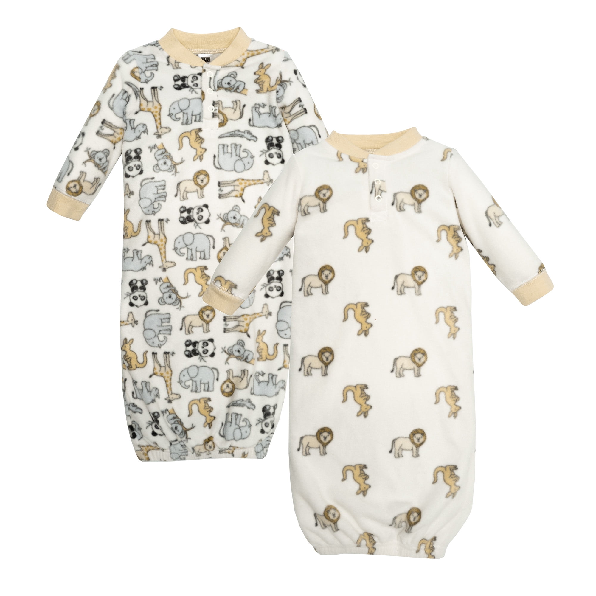 Hudson Baby Fleece Gowns, Kangaroo Neutral, 0-6 Months