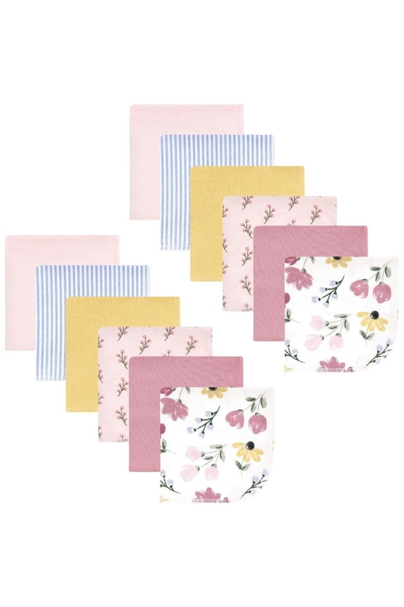 Floral Cotton Washcloths, Soft Painted Floral, 12 Count