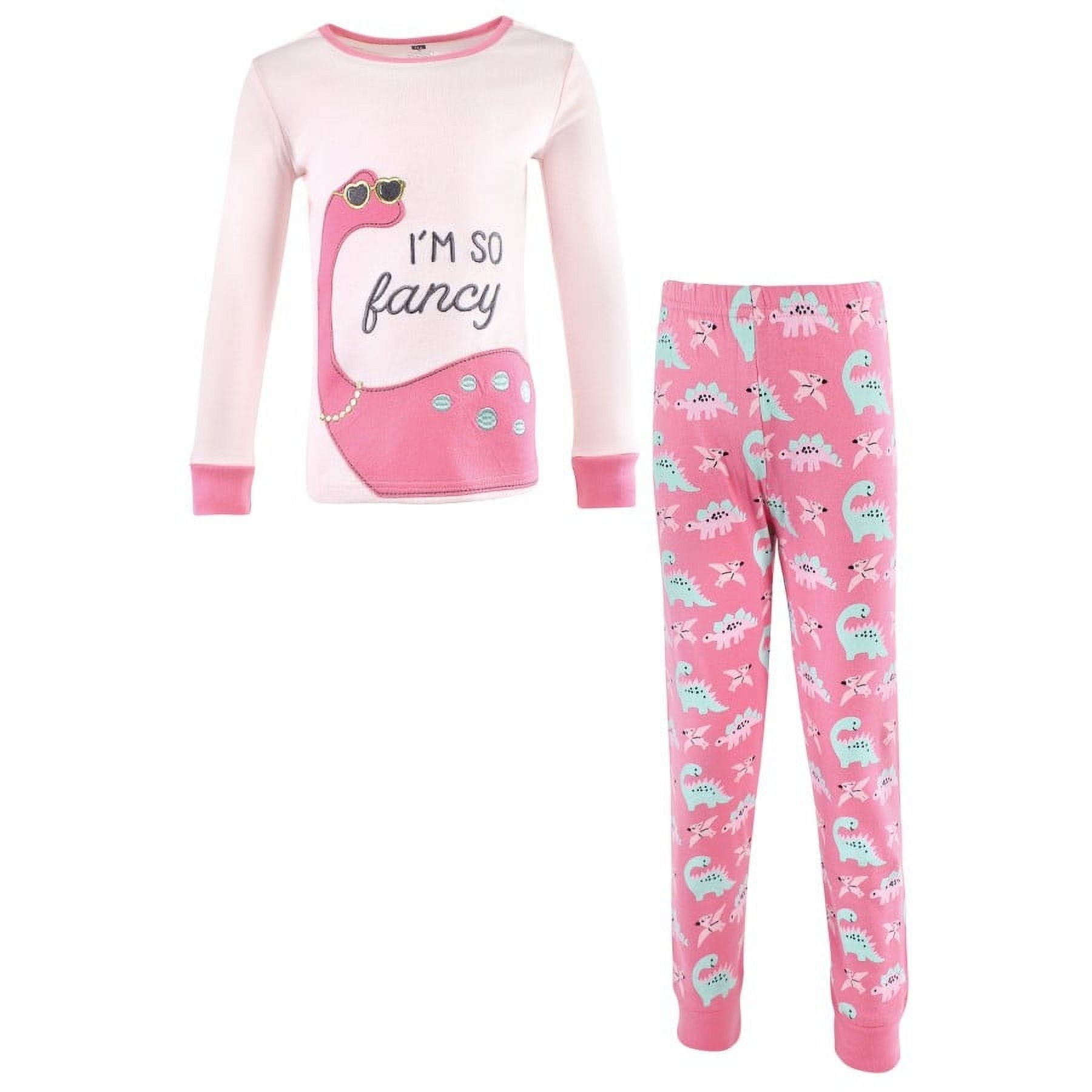 Hudson Baby Girl Baby and Toddler Cotton Pajama Set, Girl Dino, 6-12 Months