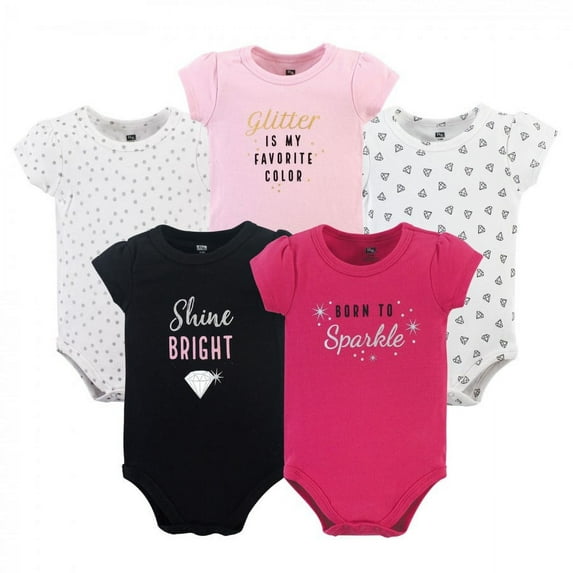 Hudson Baby Girl Bodysuits & One-Pieces, Sparkle, 24 Months, 5-Piece